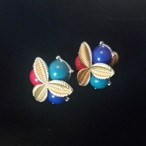 Sassy Jones Red and Blue Goldtone Earrings